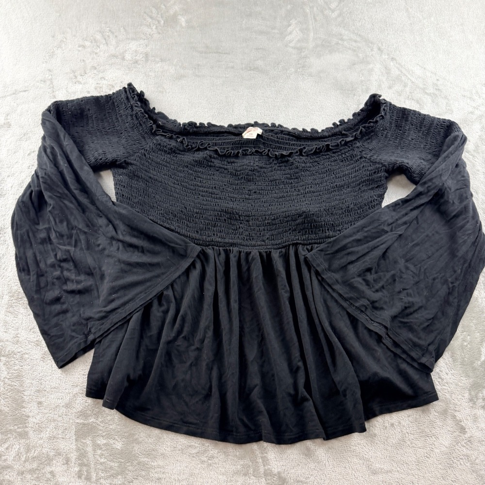 Mossimo Supply Co Women's XXL Black Off The Shoulder Smocked Bell Sleeve Top